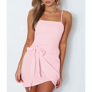 White fox Pink wrap dress